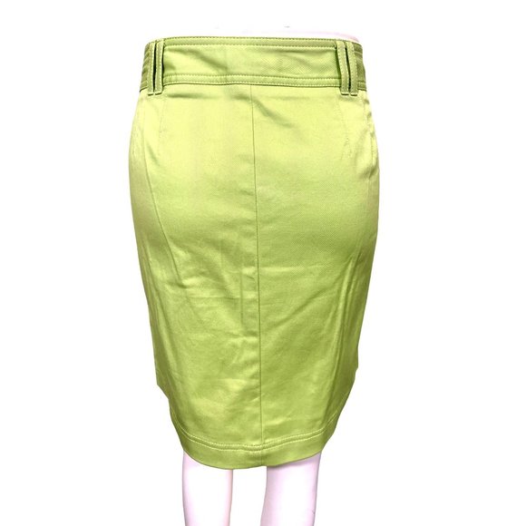Ann Taylor LOFT Lime Green Side Zipper Cotton Spandex Durable Mini Skirt Size 10 - Picture 3 of 12